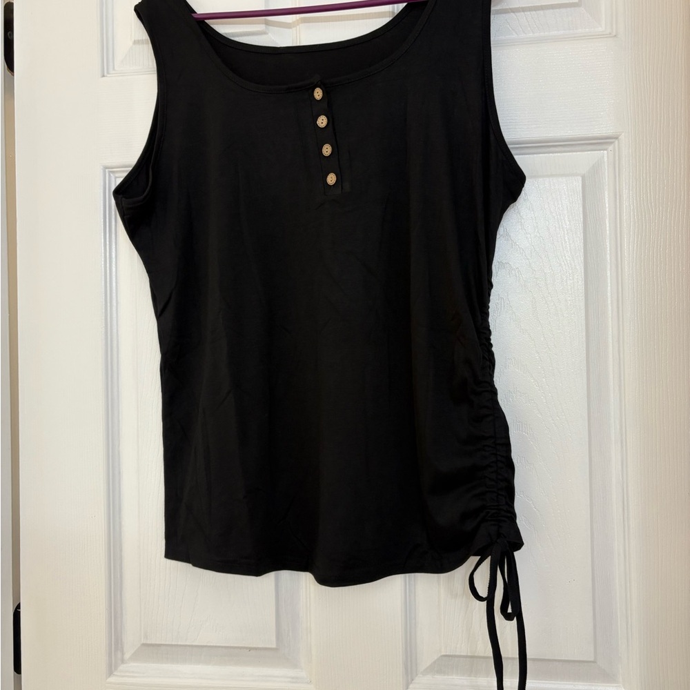 Womens Black Tank with tie side XL